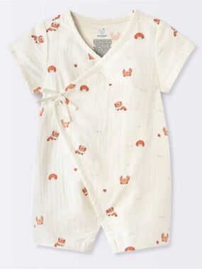 Cat & Jack Cream Muslin One-Piece Bodysuit with Orange Crab Print